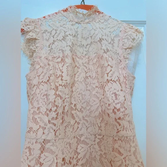 Revolve Aijek eyelash pink lace mini dress keyhole back - Picture 6 of 16